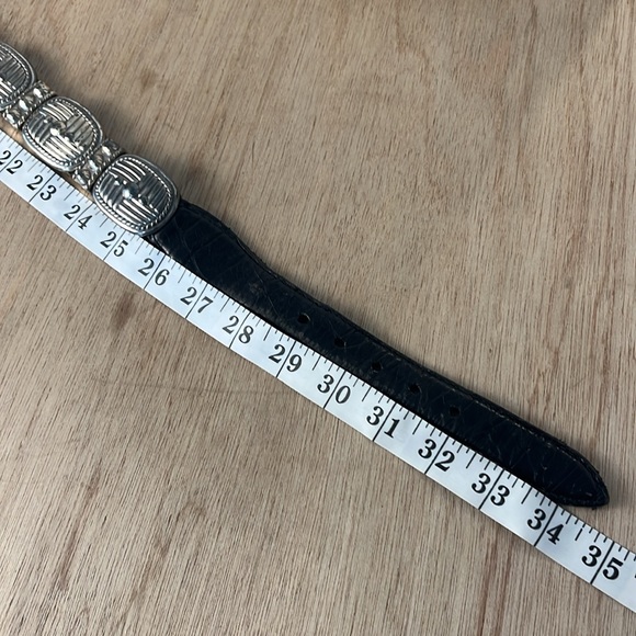 Vintage Brighton Leather Metal Belt 1995 Medium Heavy Weight Tarnished Weathered - Picture 15 of 16